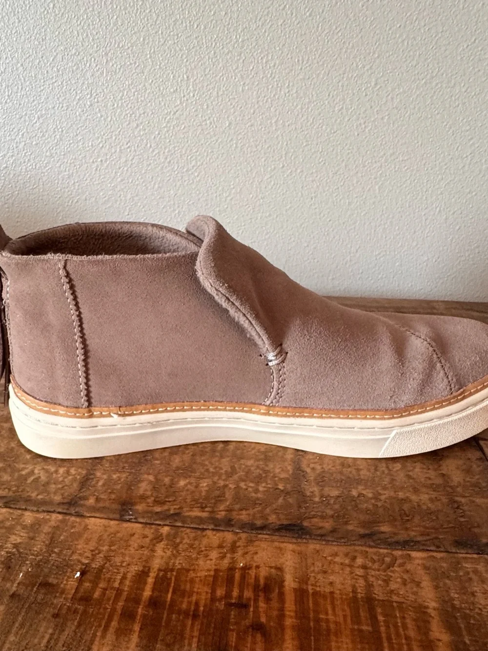 Women’s TOMS Paxton Slip-On Suede Ankle Booties in Mauve Taupe